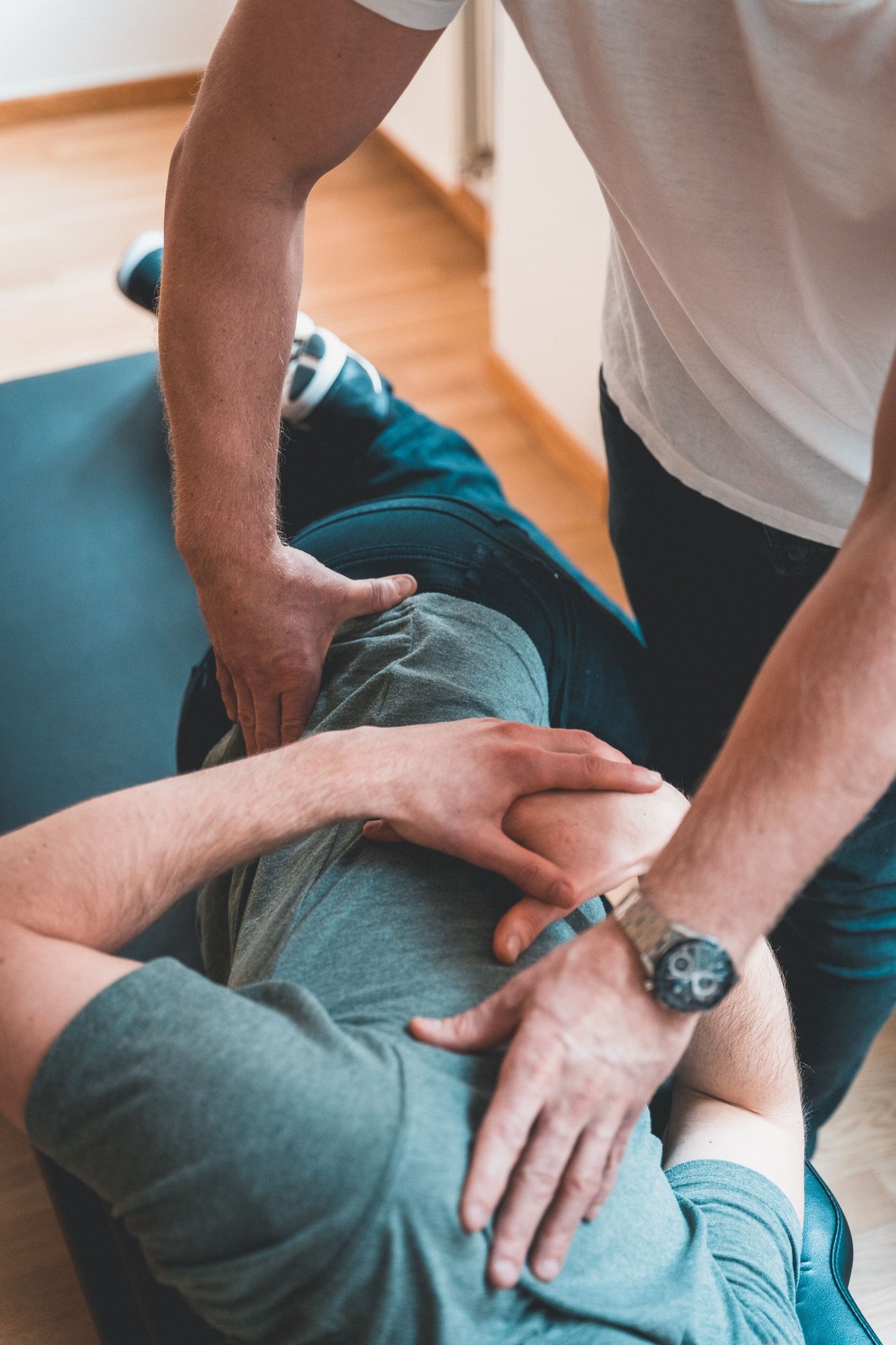 Vertical closeup of a massage therapy